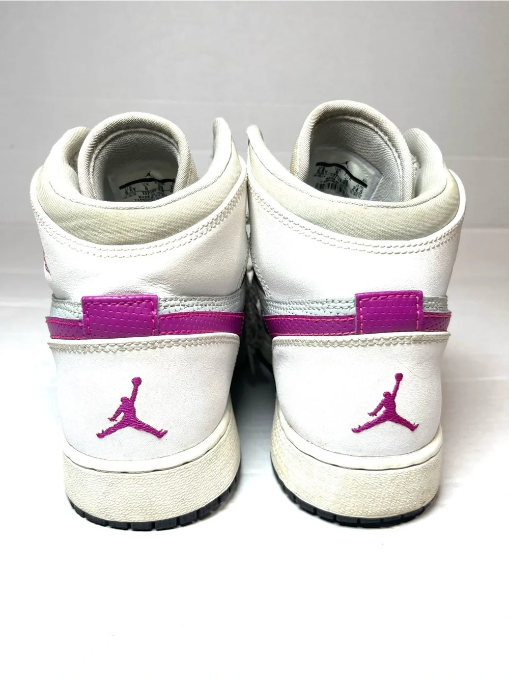 Nike Air Jordan High-Top Sneakers in Light Gray with Purple logo